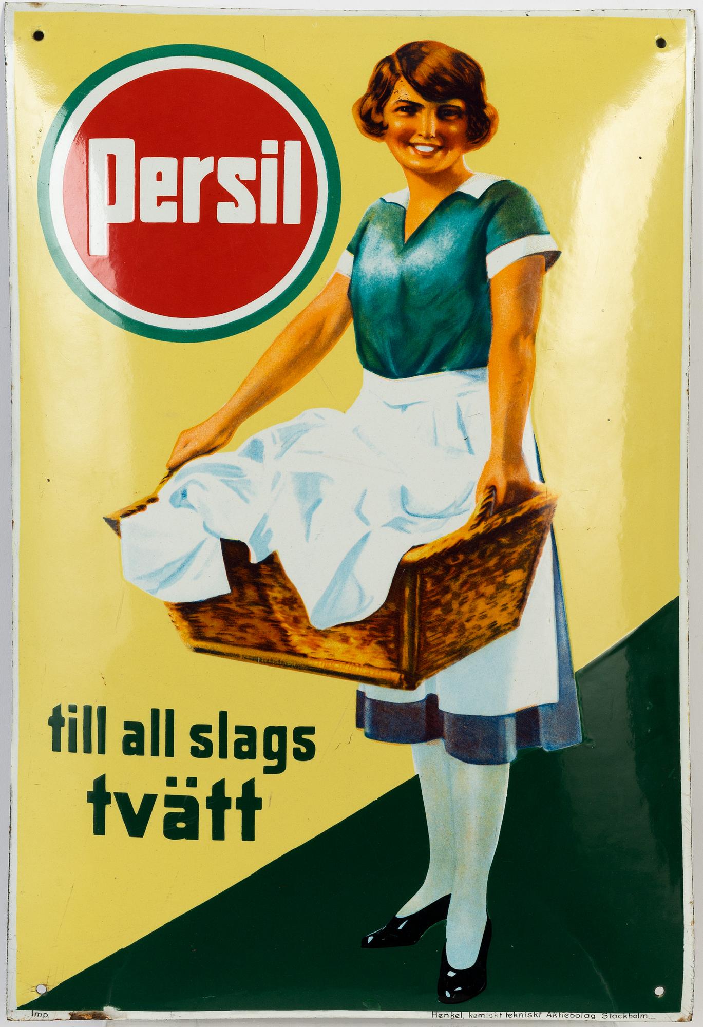 A 'Persil till all slags tvätt' advertising sign, 1920's/30's.