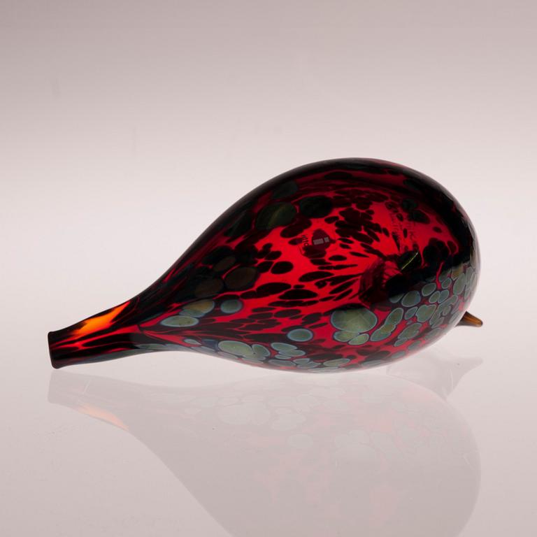 FIGURIN, glas, "Ruby Bird", signerad O. Toikka, Nuutajärvi.