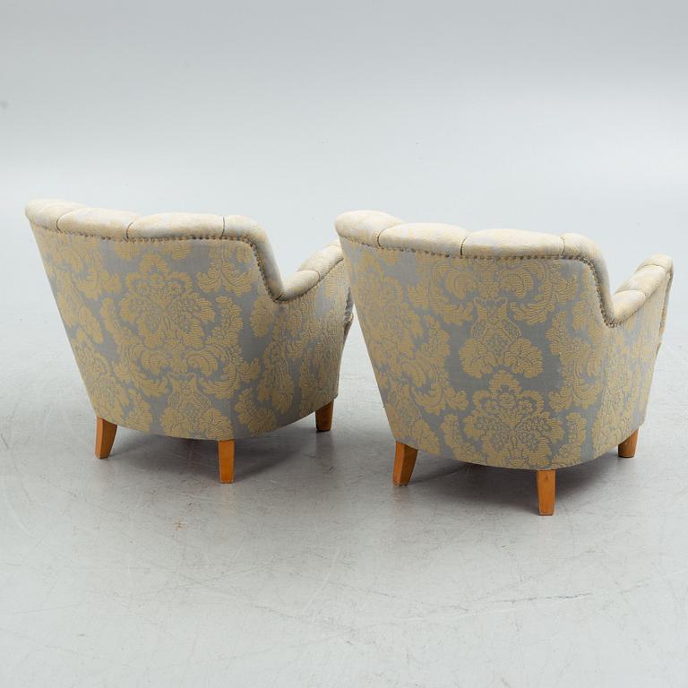 Armchairs, a pair, Swedish modern, first half of the 20th century.