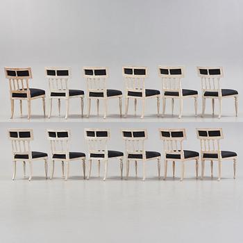 Twelve late Gustavian circa 1800 chairs.