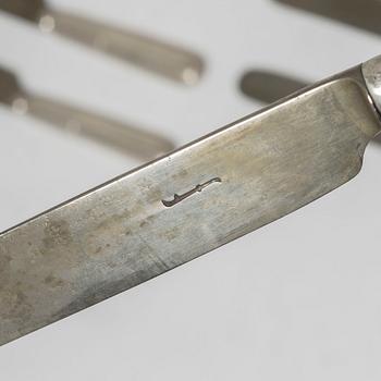 Empire, Jacob Fredric Granander, matknivar, 12 st, silver, Lidköping 1821.