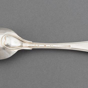 A set of six Swedish 18th century silver spoons, maker's mark Petter Eneroth, Stockholm, 1785.