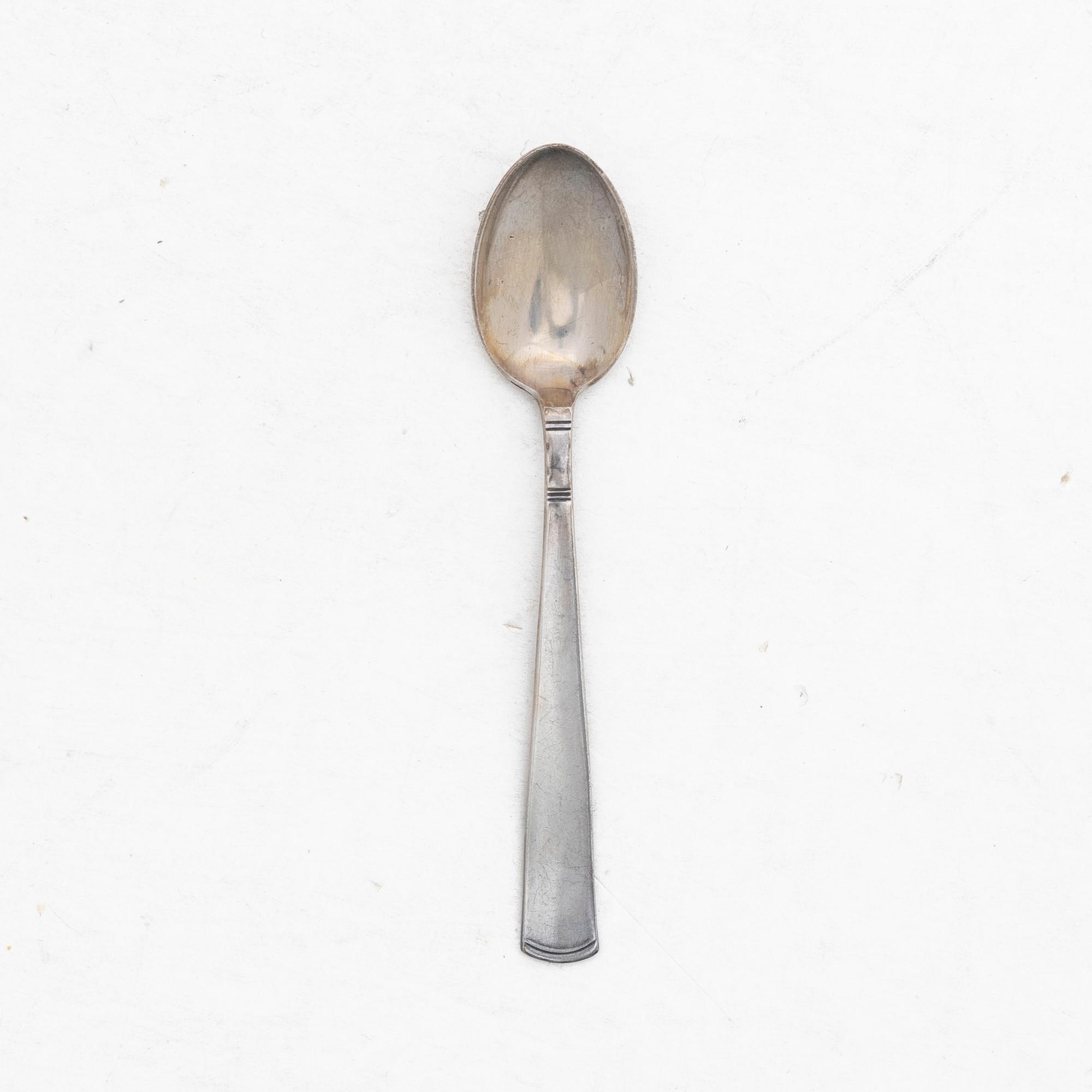 Jacob Ängman, 13 silver coffee spoons, 'Rosenholm', GAB, Stockholm, 1951-61.