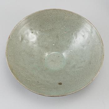 Two Korean celadon vases and a bowl, 15th - 20th Century.