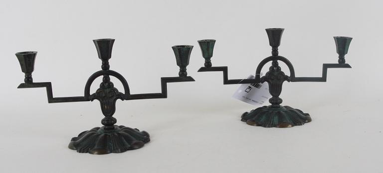 LJUSSTAKAR, ett par, art deco.