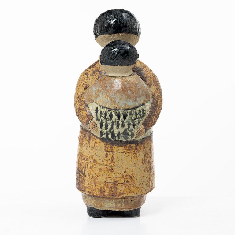 Lisa Larson, "Japanese with child on back," sculpture, stoneware, Gustavsberg Studio.