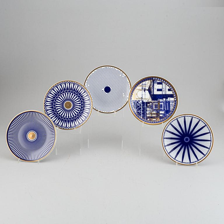 A 24 pcs bone china service from Flux Stoke on Trent, different motives and designers, designed in 2012. England.