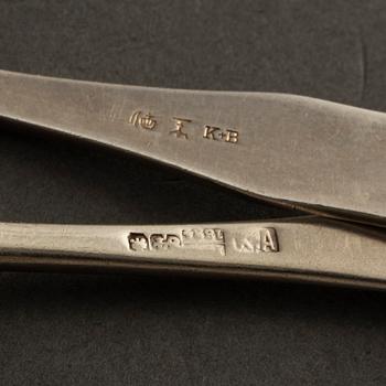 Eleven end of the 19th century silver teaspoons, Germany and Russia.