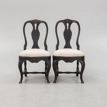Stolar, ett par, rokokostil, omkring 1900.