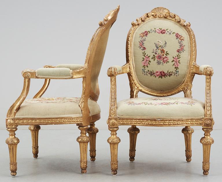 A pair of south European 19th century armchairs.