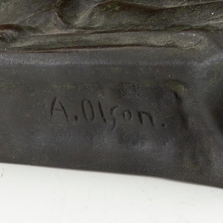 Anders Olson, skulptur signerad patinerad brons.