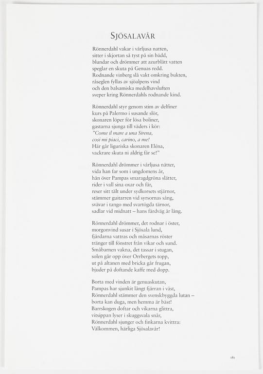 Gösta Werner, mapp, "Visor av Evert Taube med bilder av Gösta Werner".