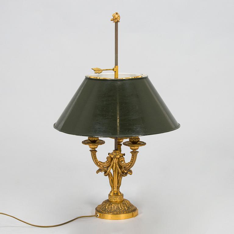 A Louis XVI style bouillotte table lamp, France early 20th century.