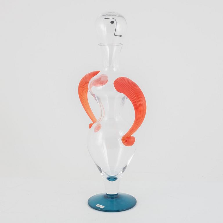 Kjell Engman, a glass decanter with stopper, Kosta Boda.