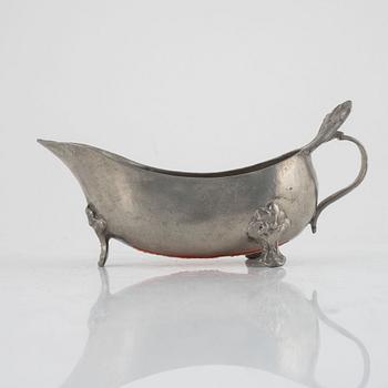 A pewter cream-jug, mark of Martin Moberg, Jönköping 1796.