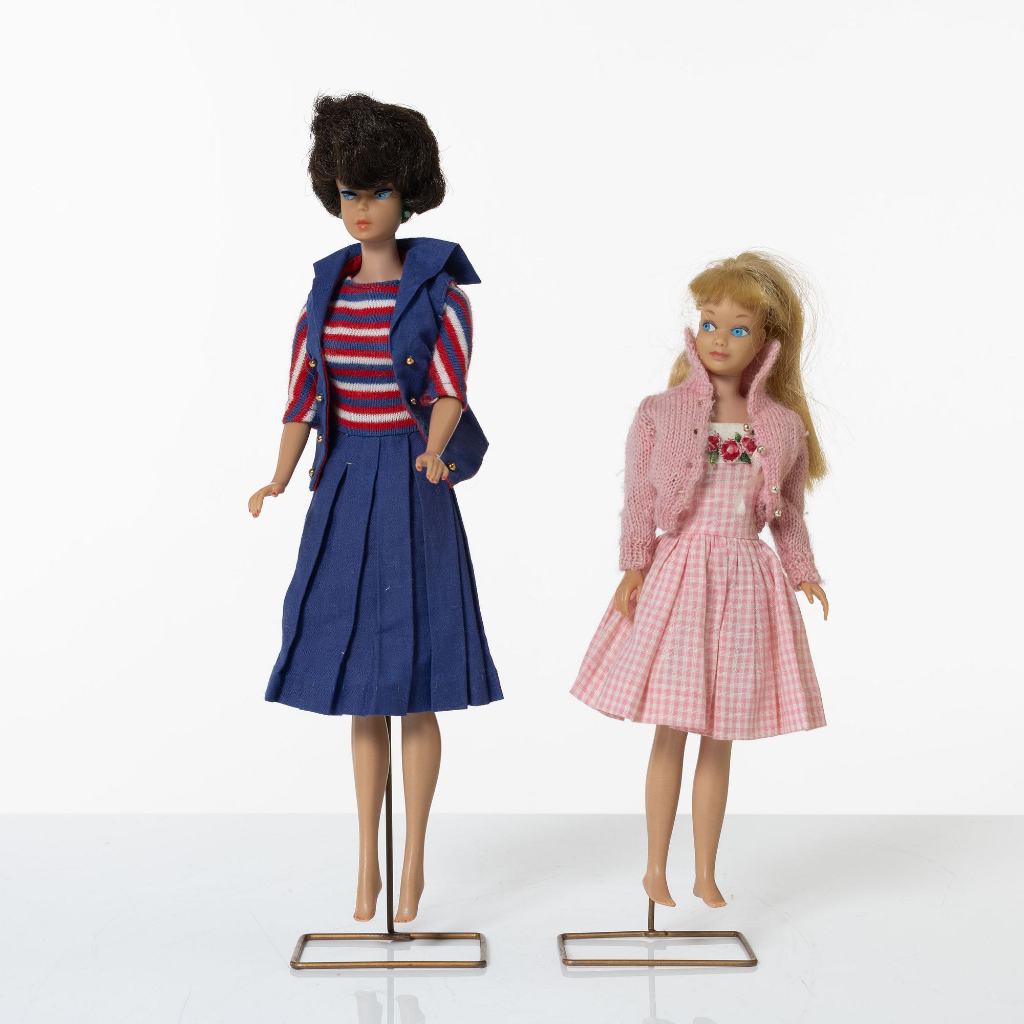 Two Barbie dolls with accessories, Mattel, 1960s.