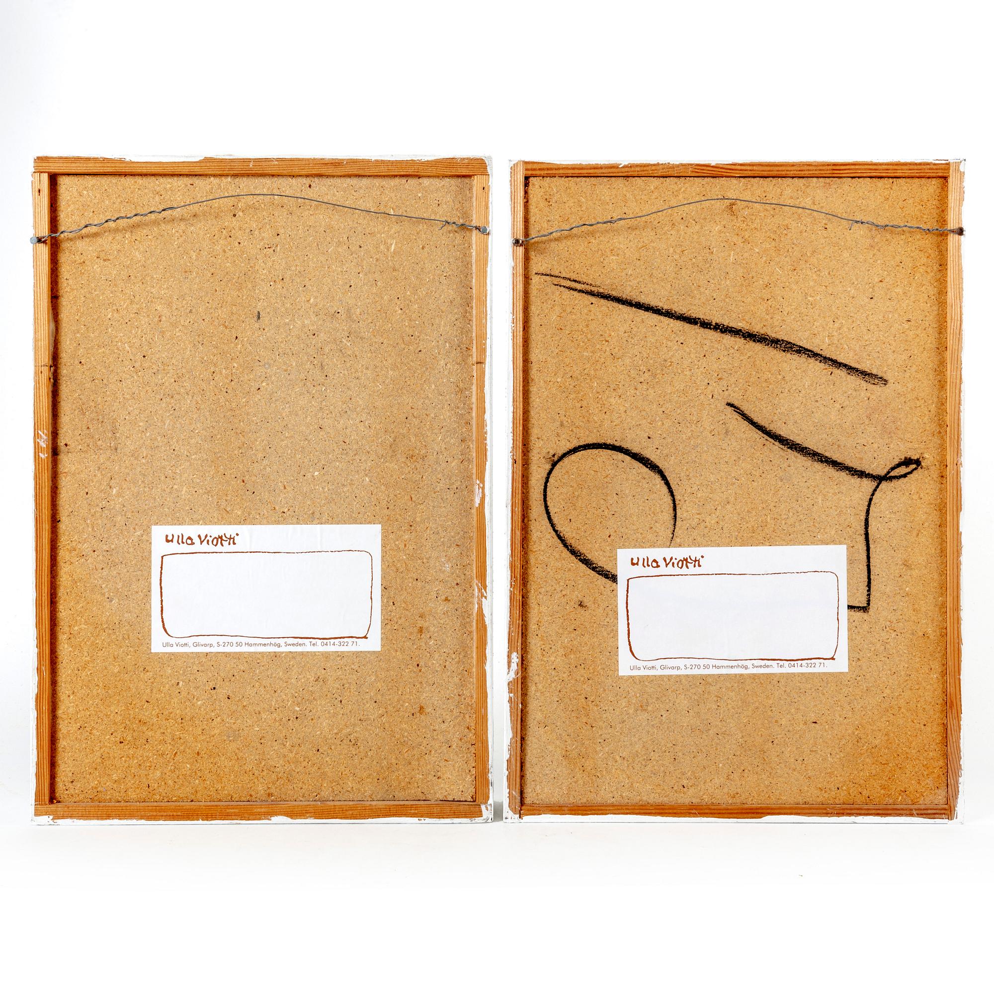 Ulla Viotti, a set of stoneware and wood wall reliefs.