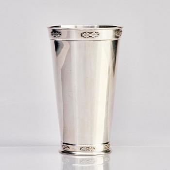 Sigvard Bernadotte, a sterling silver beaker, Georg Jensen, Denmark 1925-32, with Queen Ingrid's monogram.