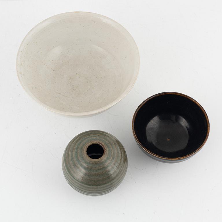 Kerstin Danielsson, a vase and two bowls, own workshop, Örby, Sweden.