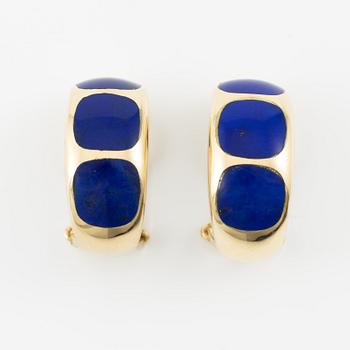 Örhängen kreoler, 18K guld med lapis lazuli.
