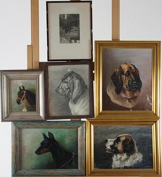 PARTI TAVLOR, 7 delar, olja på duk mm.