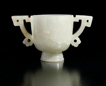 A 20th cent firts half Chinese nefrit libation cup.