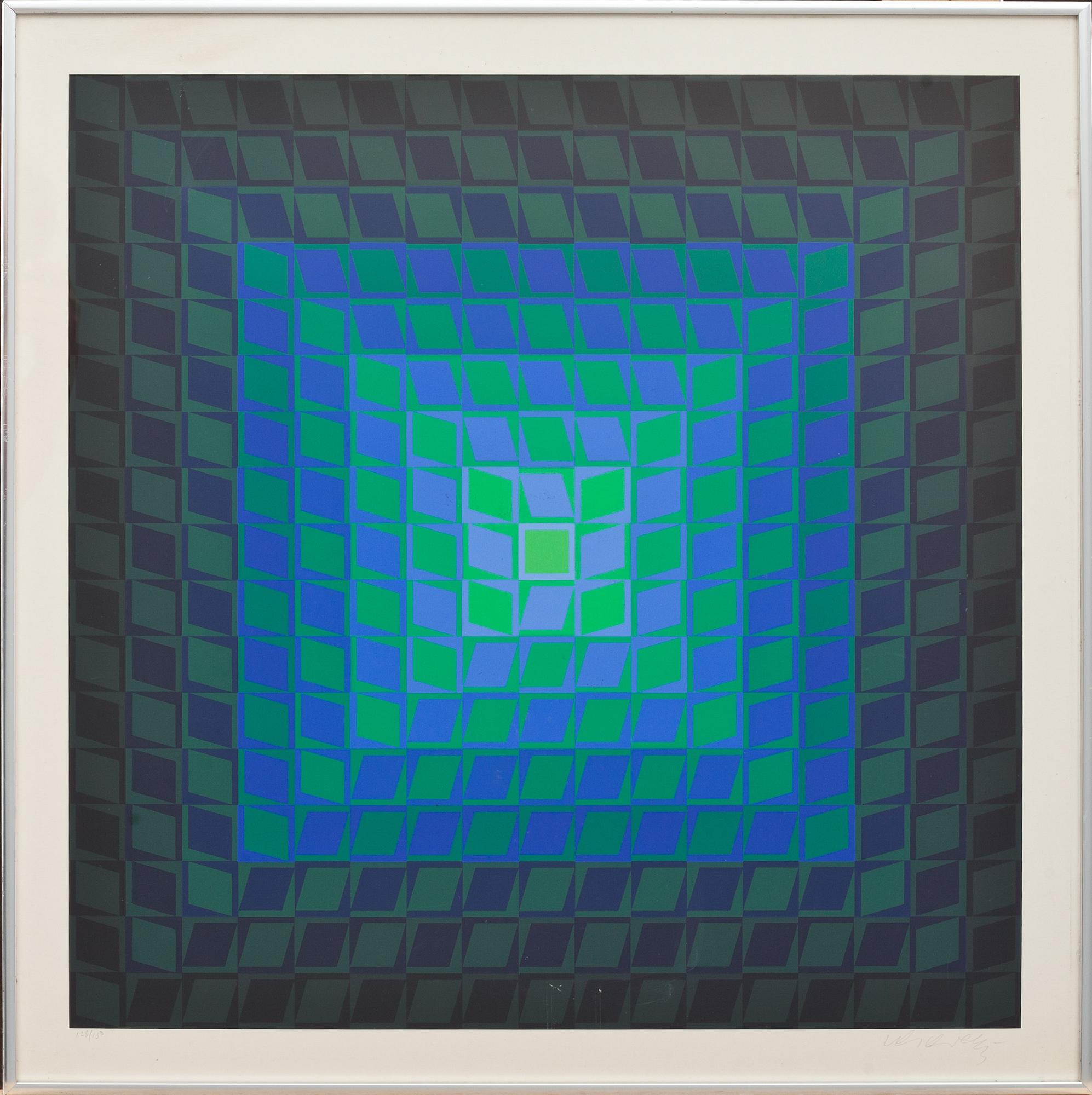 VICTOR VASARELY, färglitografi, signerad och numrerad 128/150.