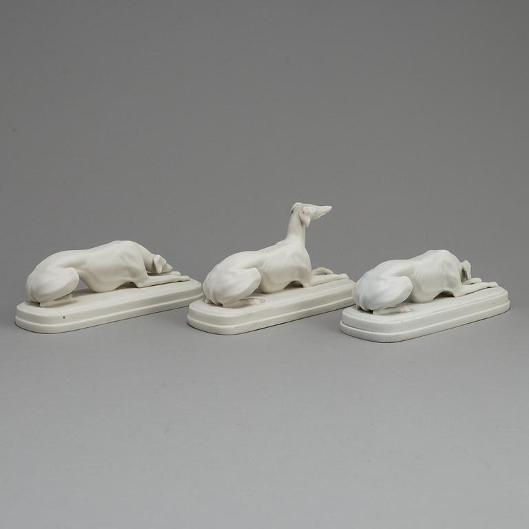 THREE PARIAN PAPER WEIGHTS, one marked Gustafsberg, ca 1900.