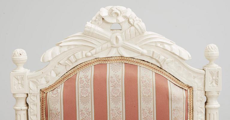 KARMSTOLAR, ett par, Louis XVI-stil, 1900-talets början.