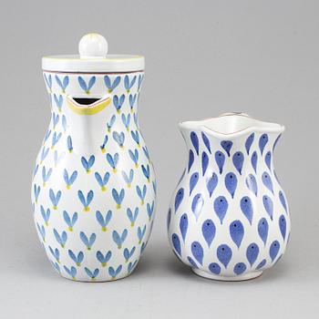 Two second half of the 20th century faiance pitchers by Stig Lindberg, Gustavsberg.