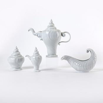 An Arje Griegst four parts "Triton"service parts Royal Copenhagen Denmark porcelain 1992-99.