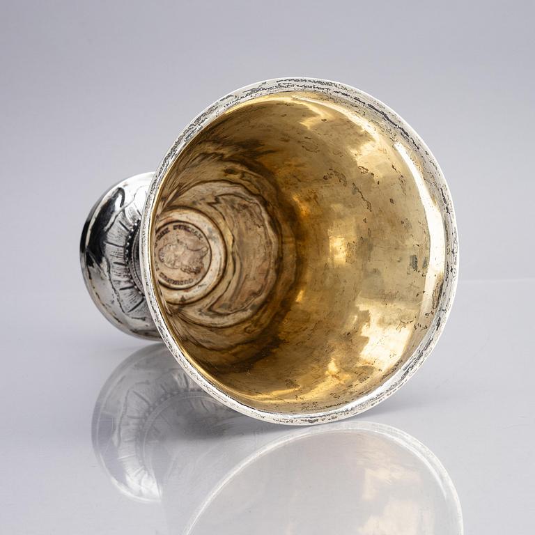 A Swedish 18th Century parcel-gilt silver beaker, mark of Erik Enander, Uppsala 1797.