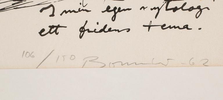 OLLE BONNIÉR, litografi, signerad och daterad 62, numrerad 106/160.