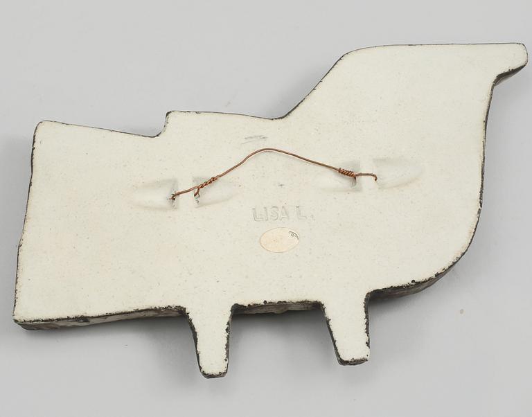 VÄGGPLAKETT, stengods, Lisa Larson, Gustavsberg, 1900-talets andra hälft.