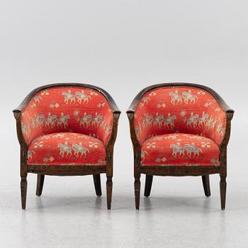 Armchairs, a pair, 1940s/50s.