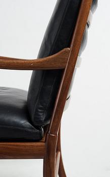 Ole Wanscher, karmstol samt fotpall, "Colonial Chair, PJ 149", Poul Jeppesen, Danmark, 1950-60-tal.