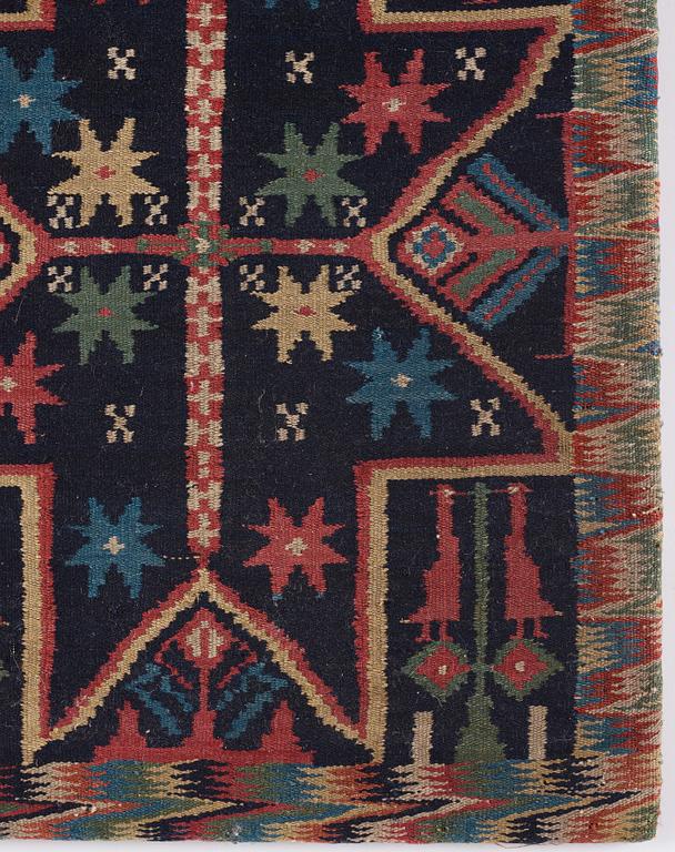 A carriage cushion, double-interlocked tapestry, ca 106 x 44 cm, Scania, Sweden, 1807, probably Skytts district.