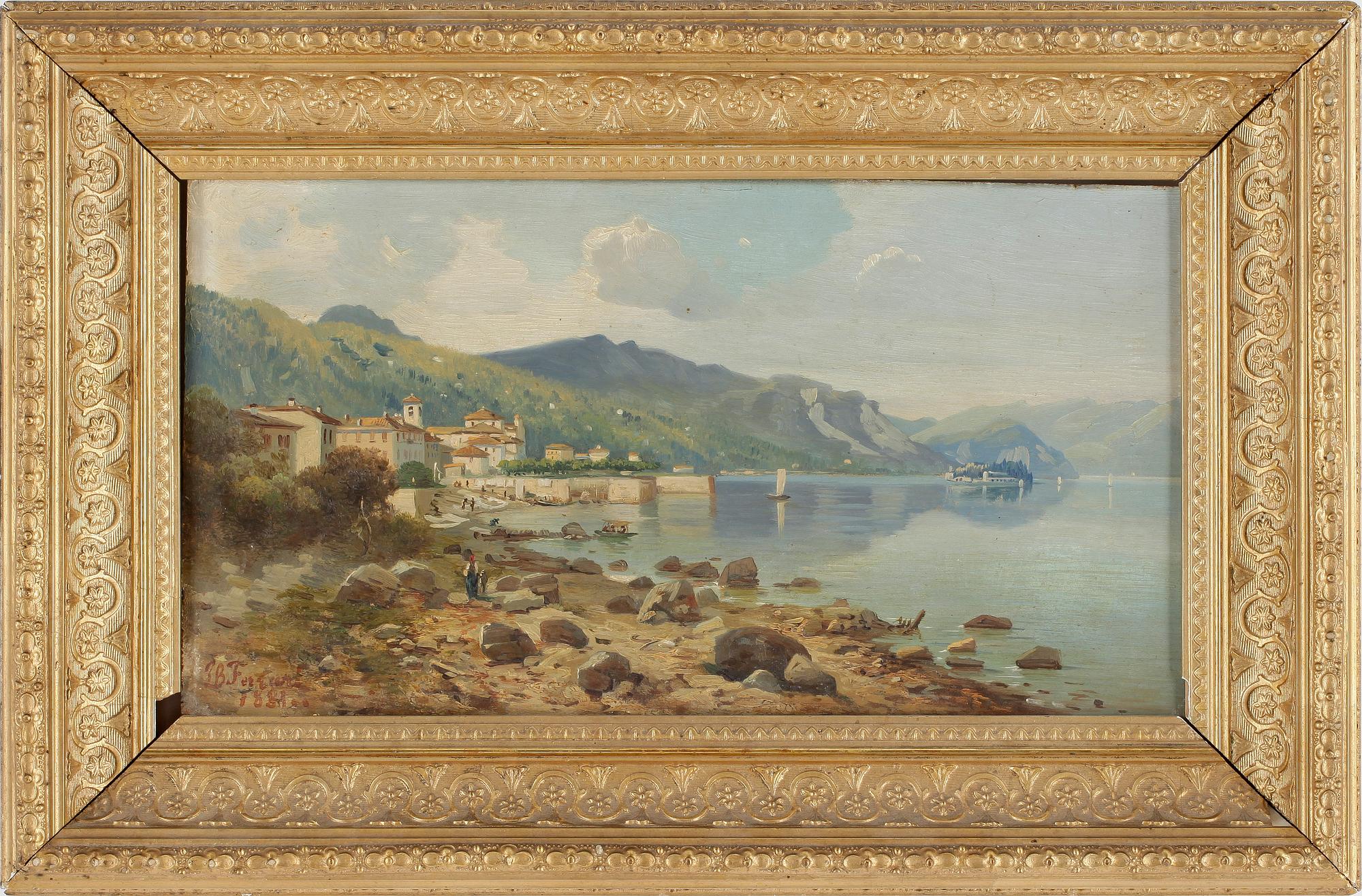 OKÄND KONSTNÄR, olja på pannå, otydligt signerad och daterad 1889, troligen Italien, a tergo med påskrift "Stresa".