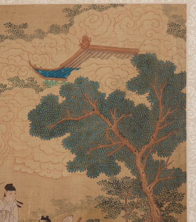 Two album pages, ink and colour on silk, Qing dynasty, 18th century.