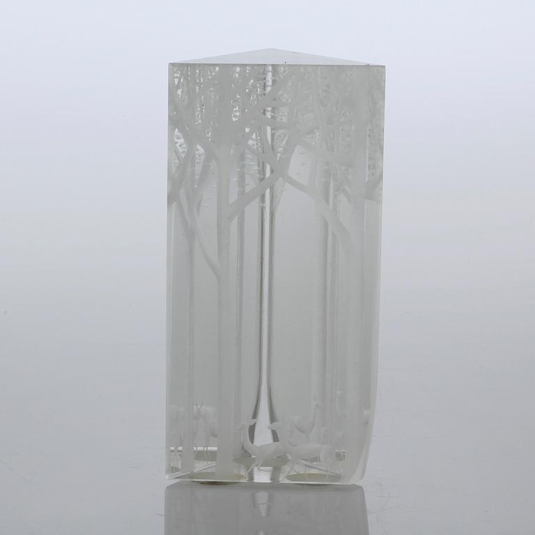 VICKE LINDSRAND, glas, objekt, "Prisma", Kosta, signerad, 1960-tal.