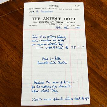 Pöytä/klaffipöytä, puolipyöreän muotoinen, Englanti, 1700-luvun loppu.