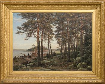 Berndt Lindholm, Shore view with people and boats.