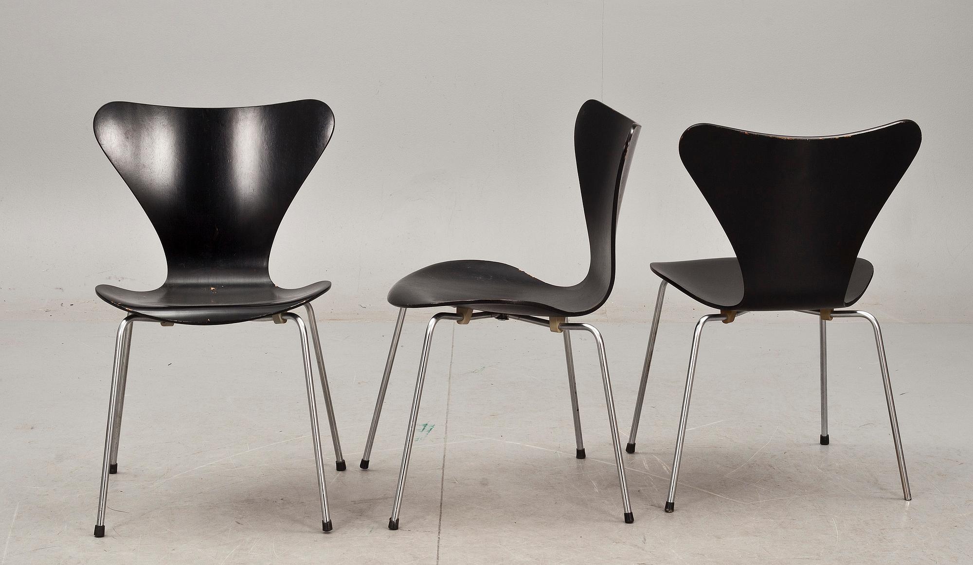 STOLAR, 6 st, "Sjuan", Arne Jacobsen, Fritz Hansen.