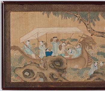 A Chinese painting, ink and colour on silk, Qing dynasty, 19th century.