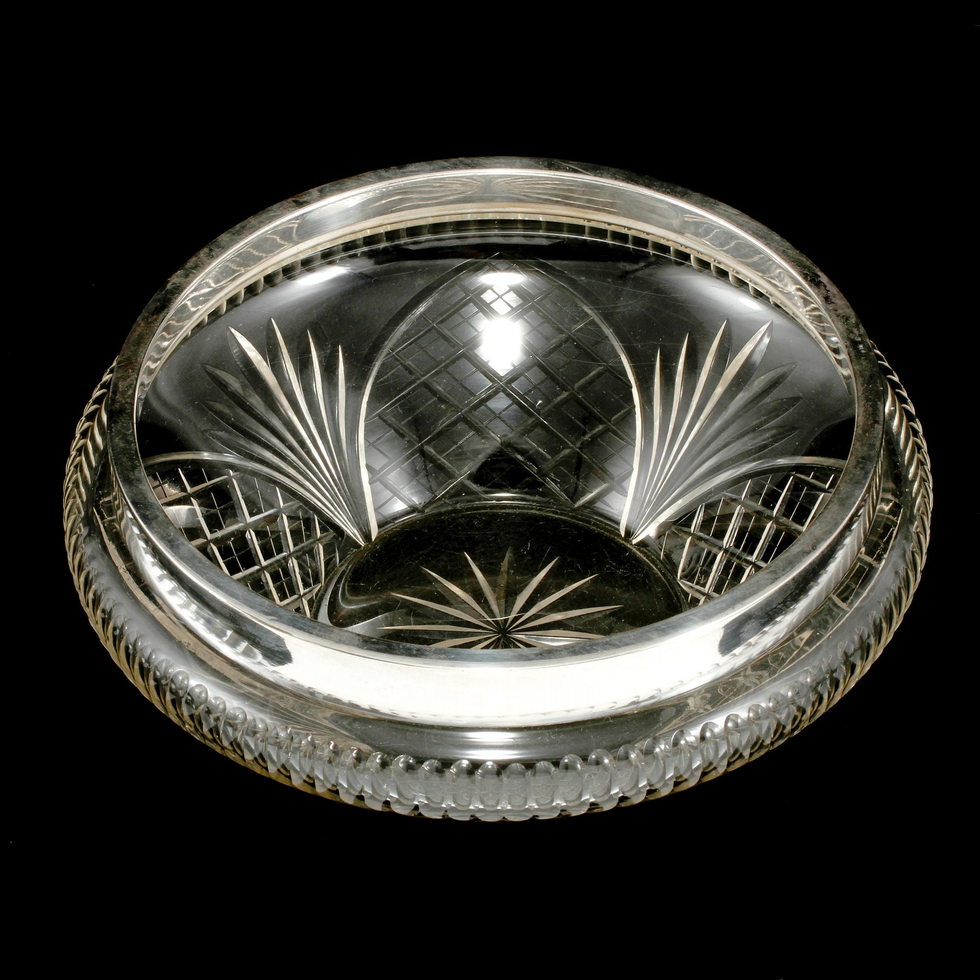 SKÅL, nysilver och glas, Würtembergische Metallwaren Fabrik, Tyskland, 1900-talets första hälft.