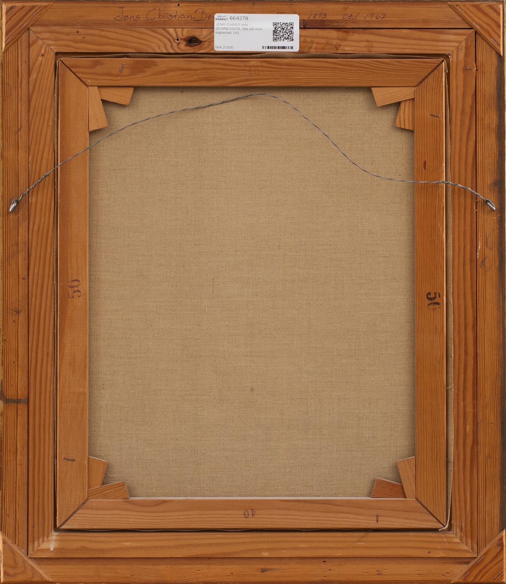 JENS CHRISTIAN BENNEDSEN, olja på duk, signerad.