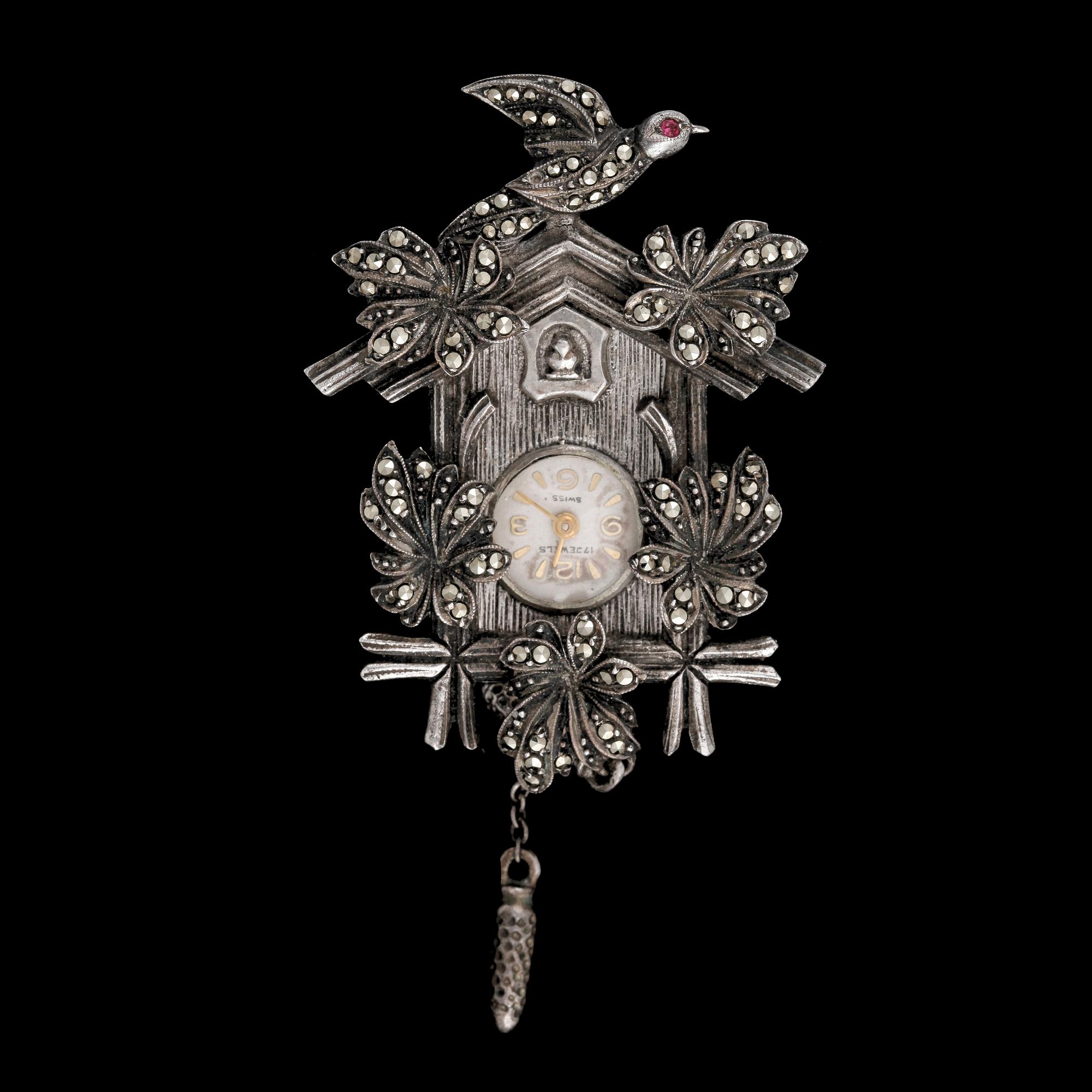 BROSCH MED UR, silver, 1900-tal.