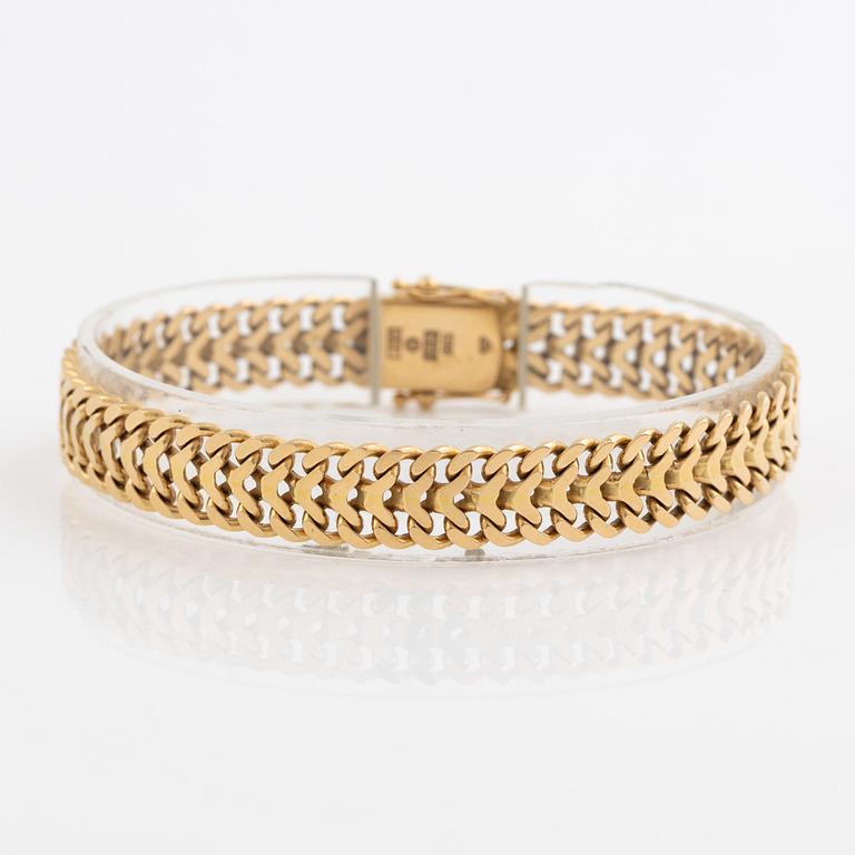 Arm bracelet, 18K gold, fishbone link.