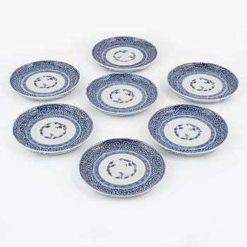 13 blue and white porcelain plates, Japan, Meiji (1868-1912).