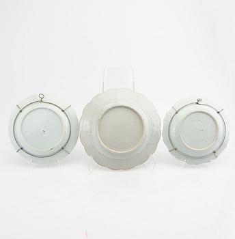 A set of six different 18th century porcelain plates.